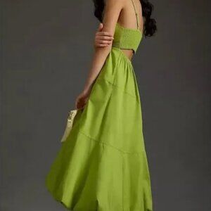 Anthropologie V-Neck Tiered Bubble-Hem Dress XS